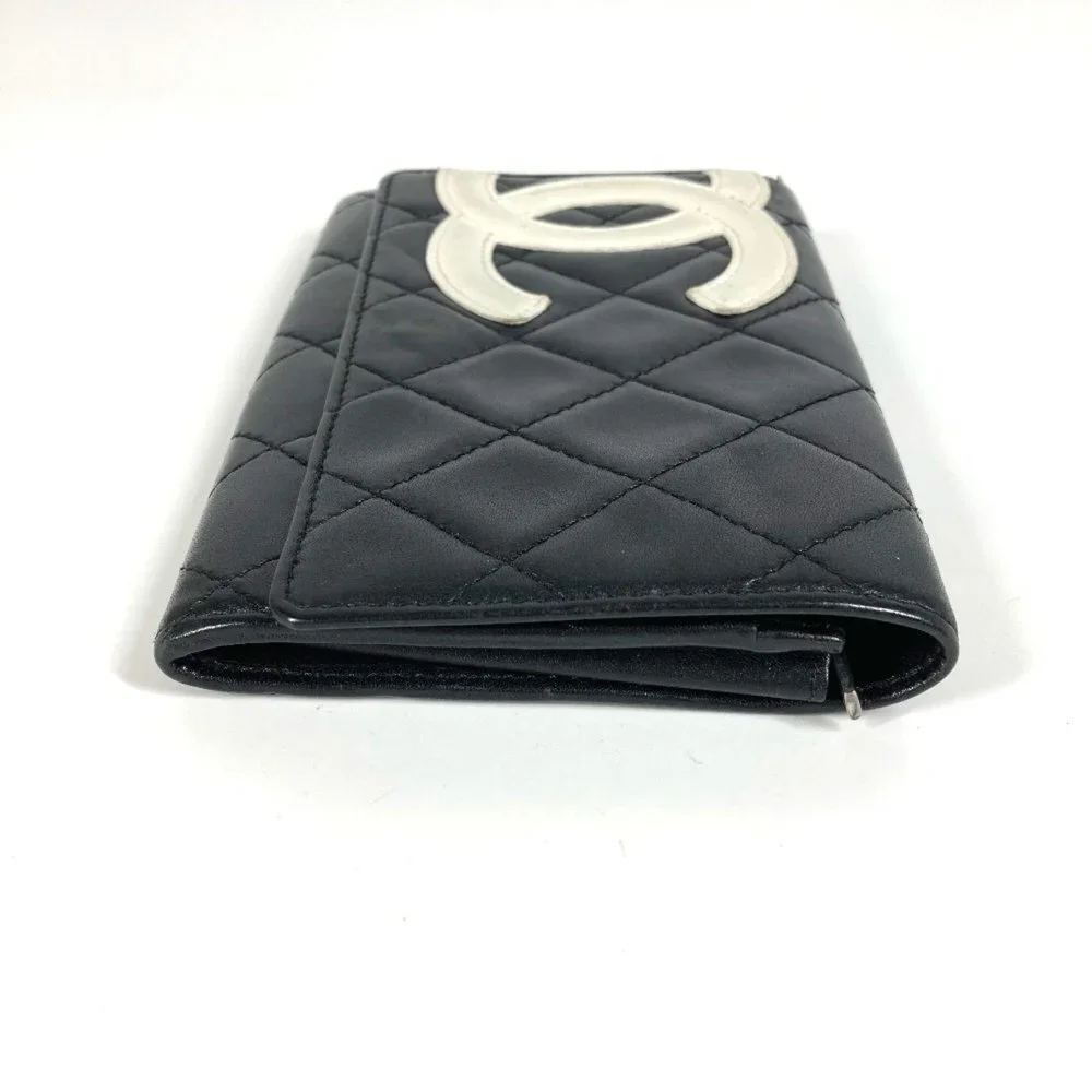 CHANEL Authentic Black Leather Logo Wallet